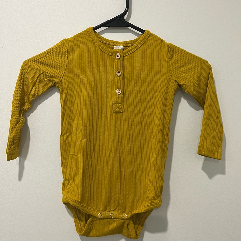Kate Quinn Long Sleeve Lap Neck Bodysuit - Mustard Yellow